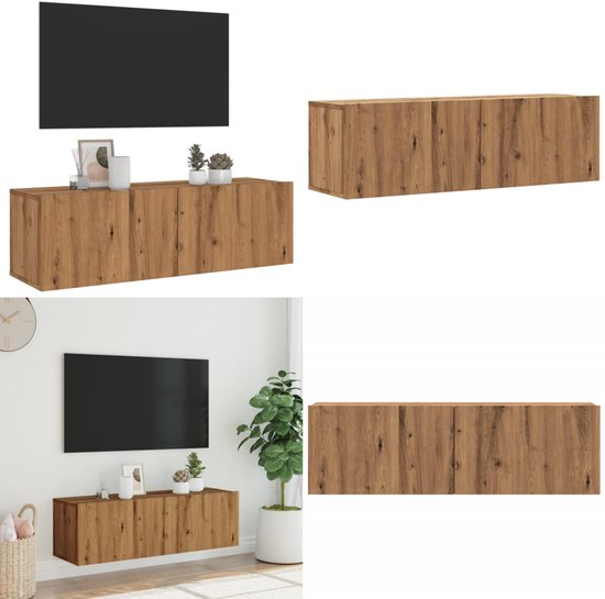 Tv-meubel 80x34x35,5 cm bewerkt hout artisanaal eikenkleur