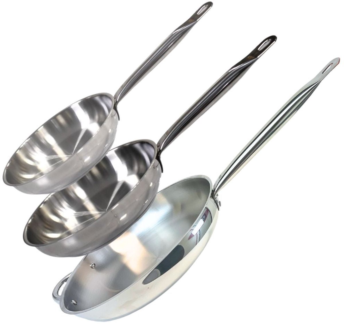 Set van 3 roestvrijstalen pannen van 24 cm, 28 cm en 32 cm Elo Profi Therm
