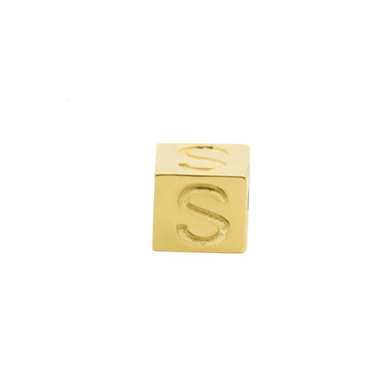 New Bling 9NBG-912S Cube Doré avec Lettre S - 3,8 mm - pendentif - 14 Carats - Goud