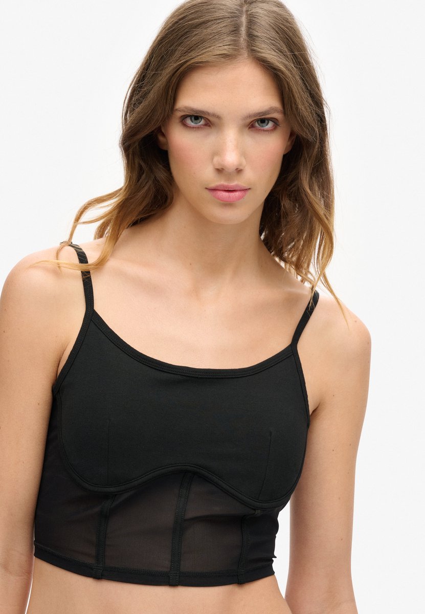 Superdry Sport Tech Corset Mouwloos T-shirt XS Vrouw Zwart