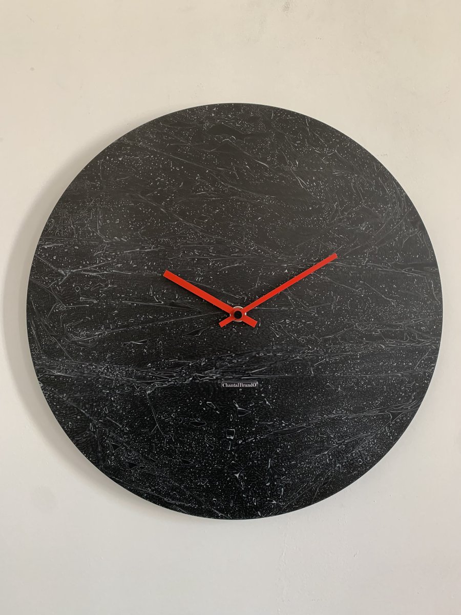 ChantalBrandO Wandklok BRETAGNE BLACK XL Modern Industrieel Design