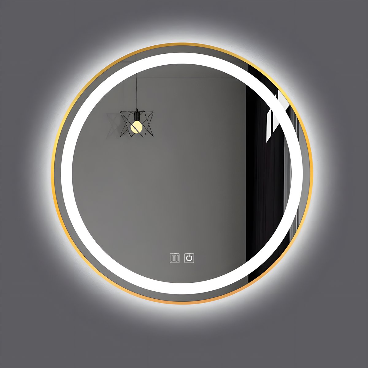 WoonWonder Paris Deluxe Ronde Badkamerspiegel Met LED Verlichting - Dimbaar - Anti-Condens - 2700K/4500K/6400K - 60CM - Goud