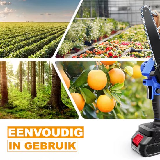 Mini Kettingzaag 15 cm - Draadloze Elektrische Zaag - 1-Hand Bediening - Accu Kettingzaag Voor Hout, Boom Snoeien & Tuinonderhoud van Merkloos	 — afbeelding 2