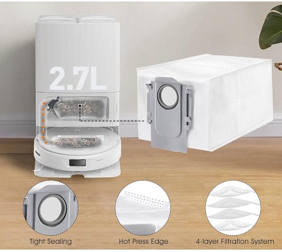 Roborock P10 Pro Stofzakken (6 Stuks, Plus.Parts® alternatief voor 8.02.0239)