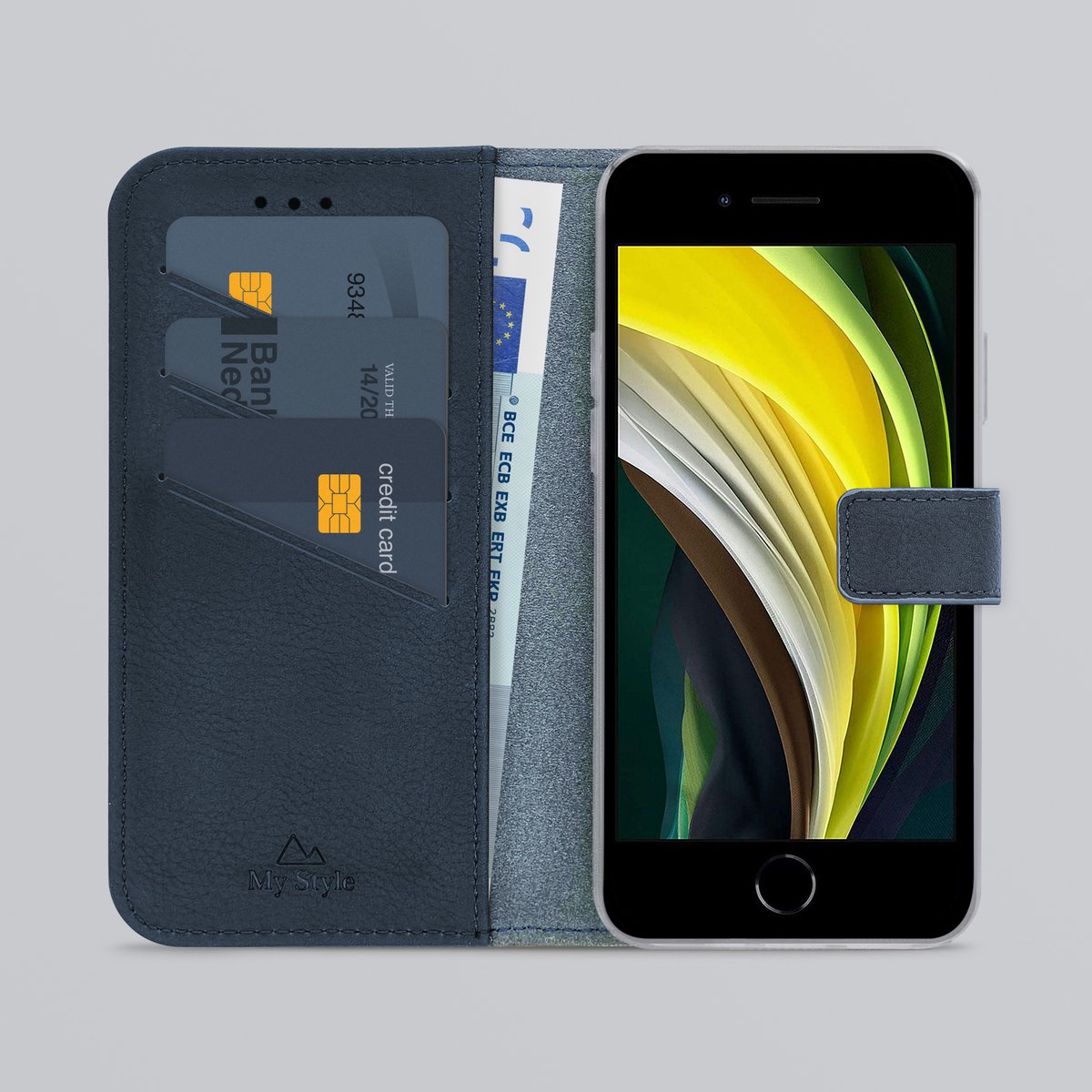 My Style Telefoonhoesje geschikt voor Apple iPhone 7 Hoesje | My Style Flex Wallet Bookcase Portemonnee | Pasjeshouder voor 3 Pasjes | Telefoonhoesje voor Pinpas / OV Kaart / Rijbewijs - Royal Blue | Blauw
