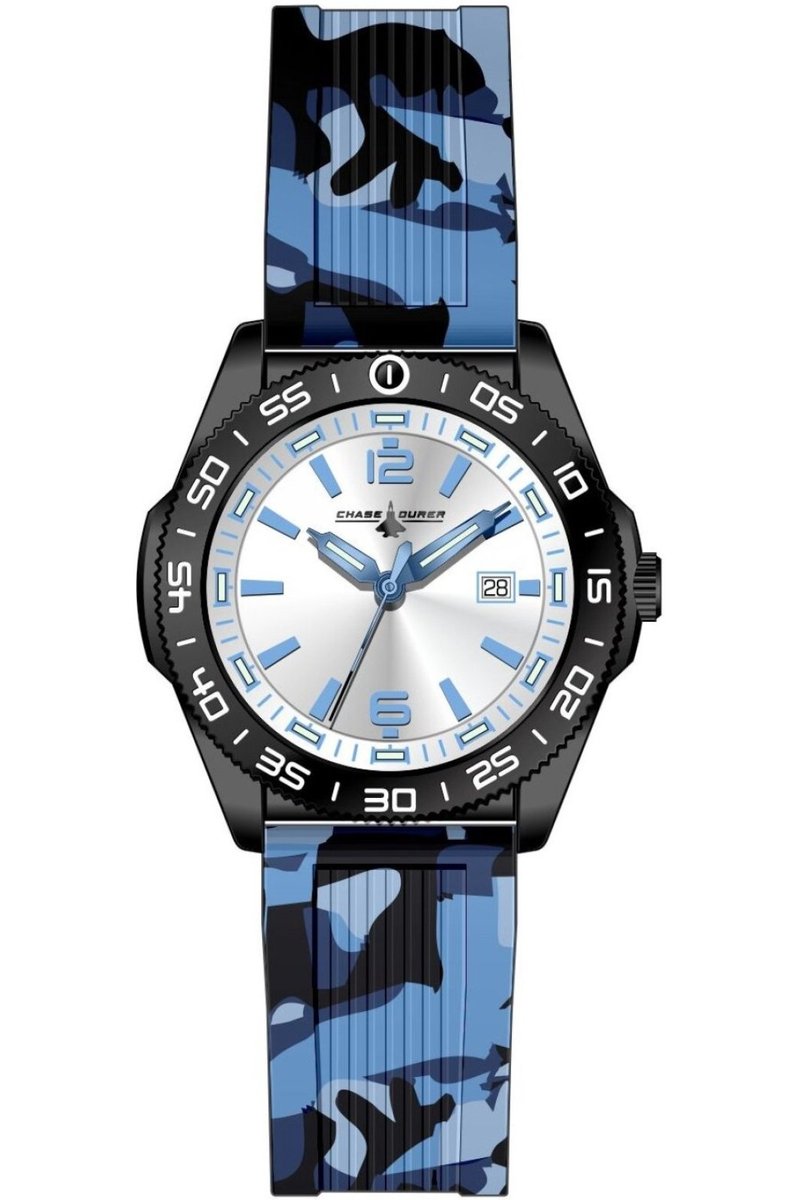 Chase Durer CDW-0172 Heren Horloge - Waterdicht - Analoog - Quartz Uurwerk - Roestvrij Staal met zilveren Wijzerplaat - 45mm