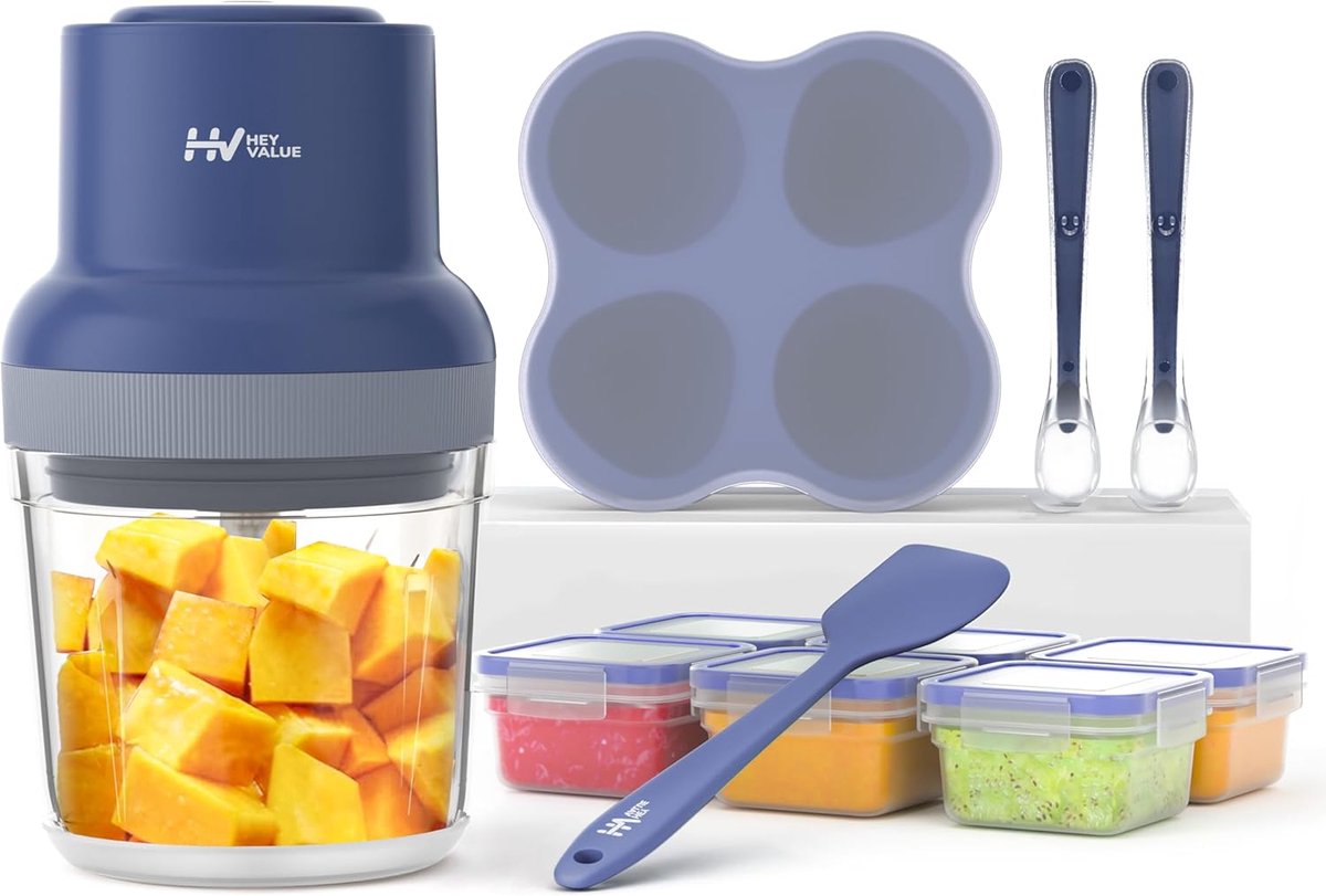 Image of 13-in-1 Babyvoedingsmiddelenverwerkingsset - Blender, Containers, Bakken en Lepels voor Babyvoeding