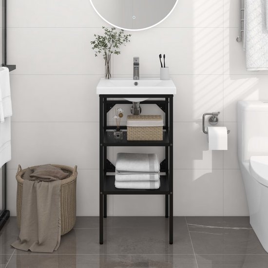 vidaXL Cadre de lavabo 40 x 38 x 83 cm Fer Noir