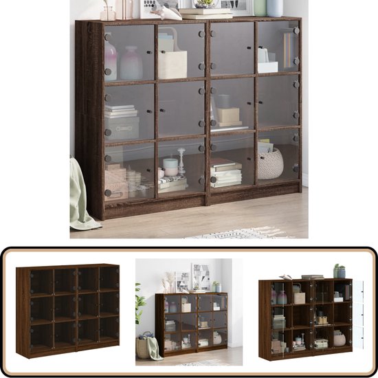 vidaXL Bibliothèque avec portes 136x37x109 cm Bois Couleur chêne marron