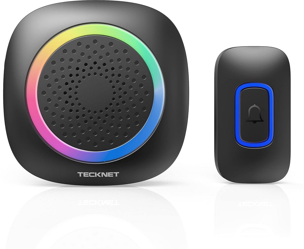 Draadloze deurbel met RGB-licht – 60 melodieën, IP66 waterdicht, 400 m bereik, batterijgevoed