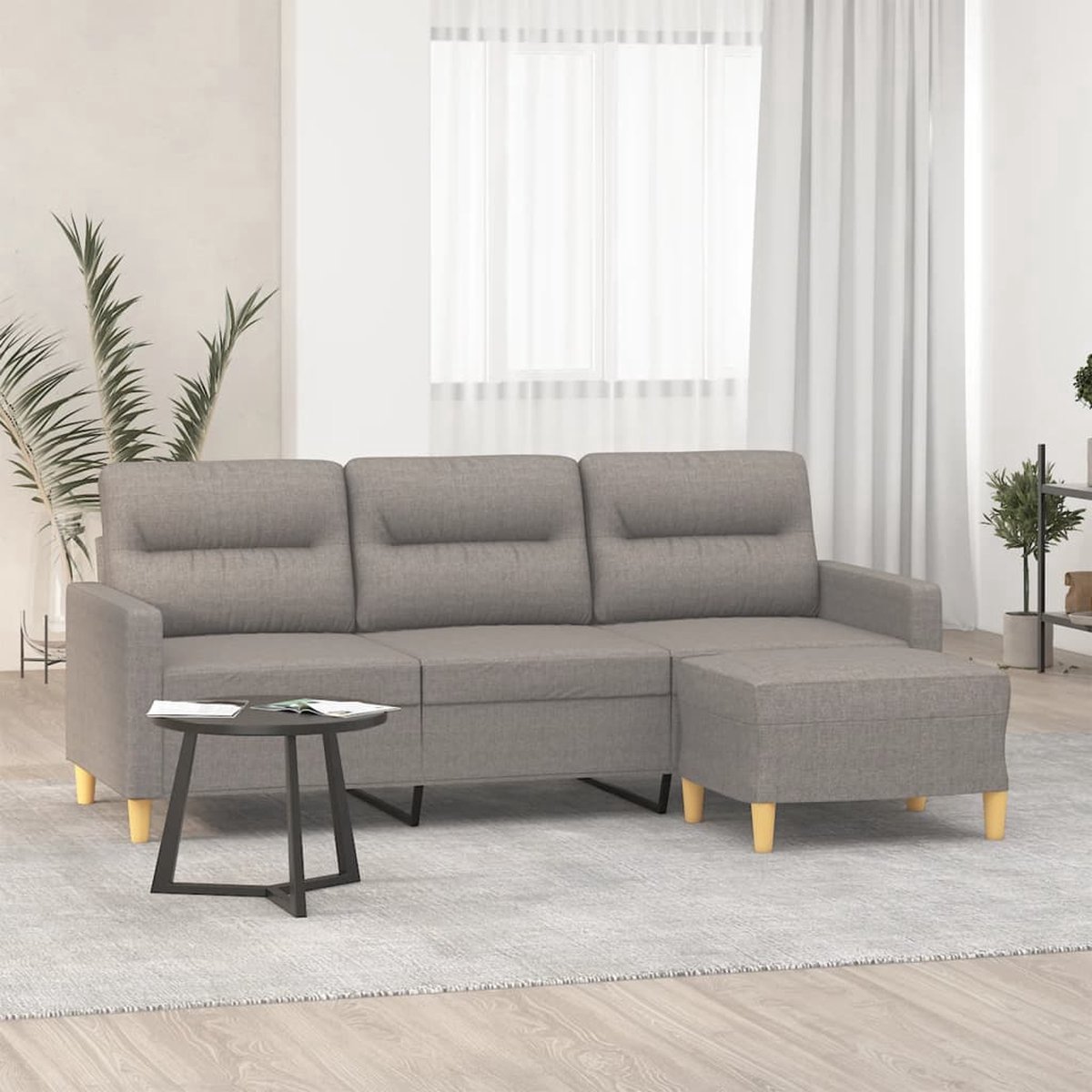 vidaXL Driezitsbank - 180 - cm - stof - taupe