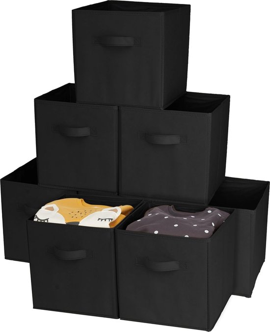 Panier de rangement - Opbergbox - 4 pièces - Organisateur - Textile - Zwart - Boîte de rangement - Kayslus