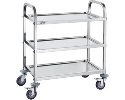 Laboratoriumwagen - Wagen - Kar - Roestvrij Staal - 2 Lagen Lade - Lab Utility Cart Medische Kar - met Vergrendelbare Universele Wielen - Lab Kliniek Keuken Salon