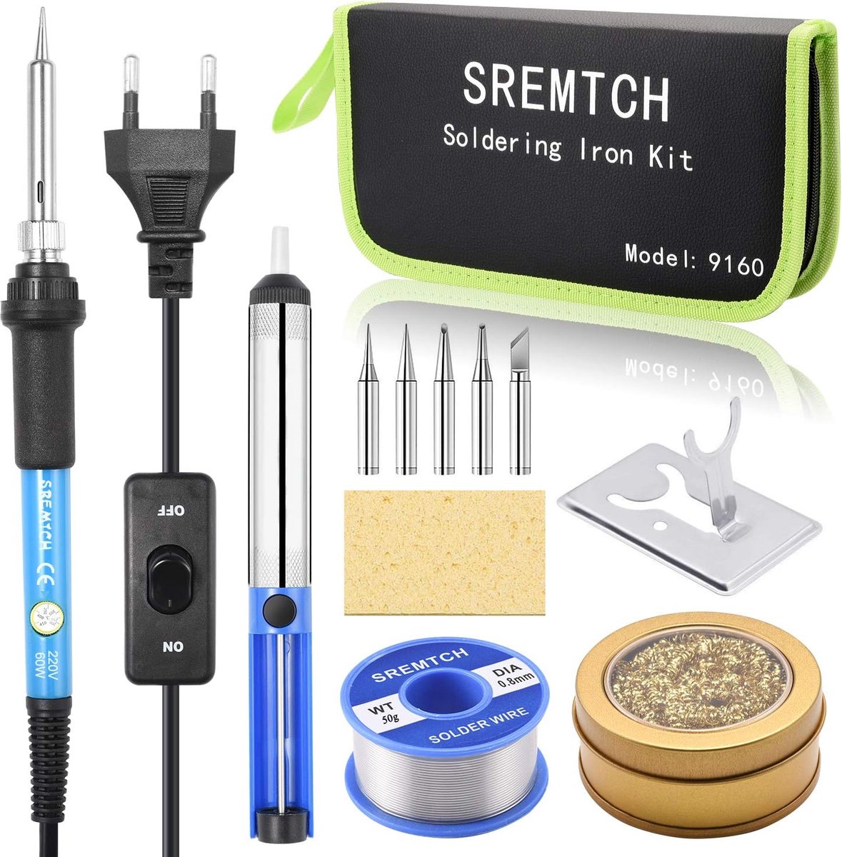 Precisie Soldeerbout Set met Instelbare Temperatuur 200-450 ℃ en 5 Vervangbare Punt Accessoires