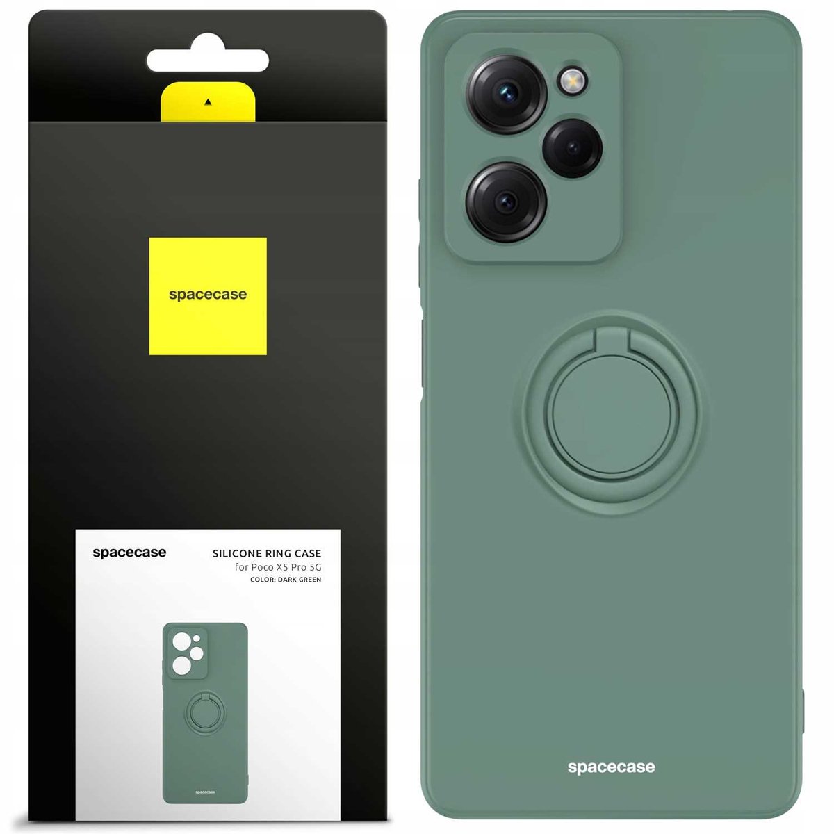 Spacecase Siliconen Ringcase Voor Poco X5 Pro 5G Donkergroen Cover