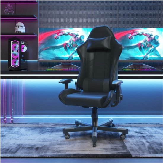 DEVOKO Massage Gaming Stuhl mit Fußstütze (150kg Belastbarkeit