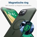 Donkergroene telefoonhoes met magnetische ring voor MagSafe (auto)houders.