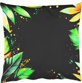 Sierkussens - Kussentjes Woonkamer - 40x40 cm - Bladeren - Groen - Geel - Verf - Jungle