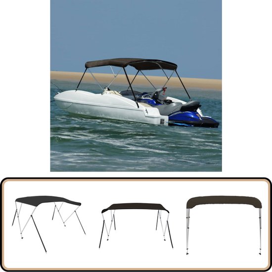 vidaXL Bimini Top 3 arches Zwart 183 x 140 x 137 cm Bimini Top - Voilier - Toit de bateau - Protection solaire - Accessoires de bateau