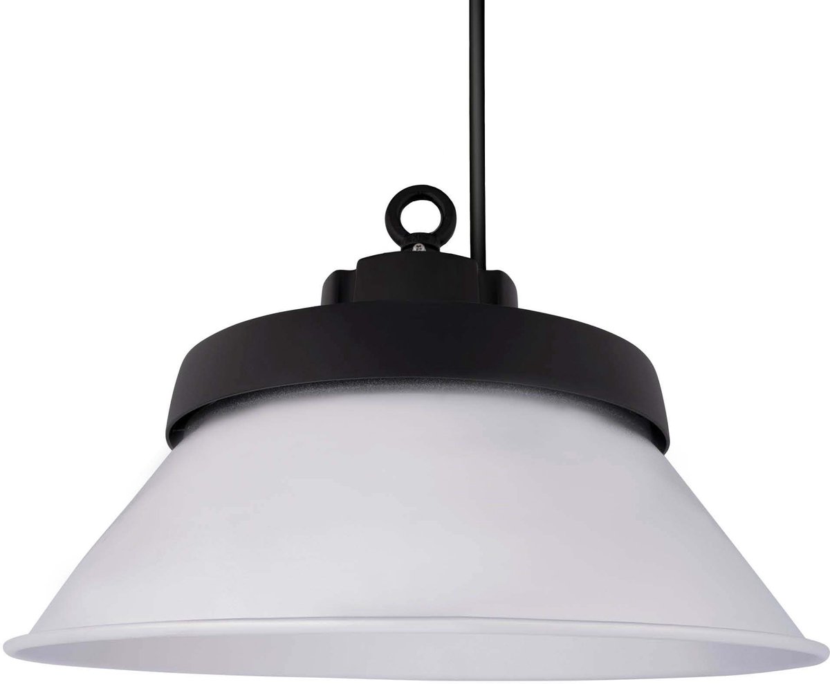 LEDVION LED High bay, Met Reflector, 90°, IP65, 100W, 192 lm/W, Driver, 6000K, Dimbaar, UFO lamp voor, werkplaatsverlichting, halverlichting, plafondlamp werkplaats Zwart
