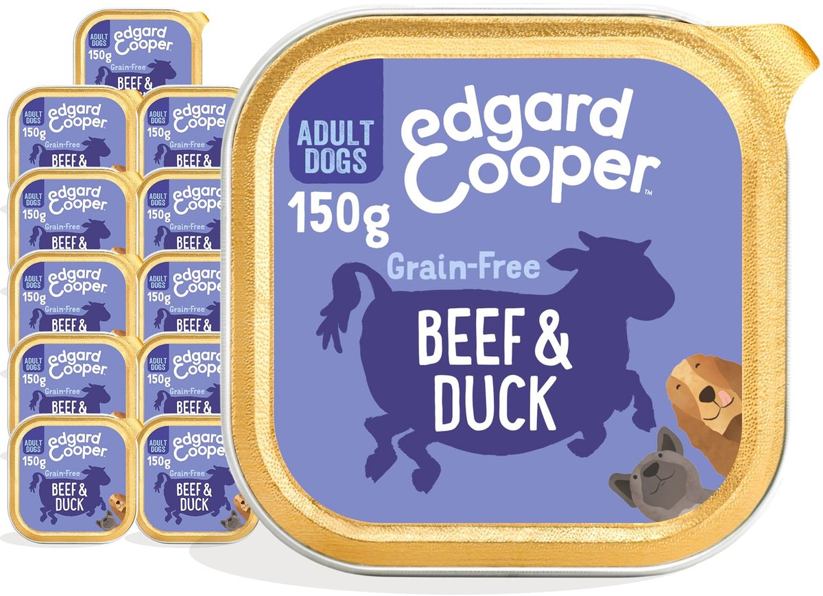 11x Edgard&Cooper Kuipje Vers Vlees Hondenvoer Rund - Eend 150 gr