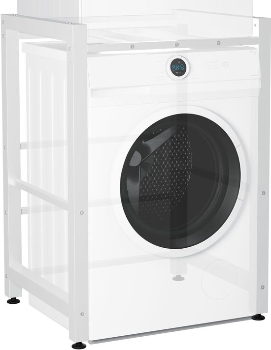 CLP Medina Wasmachinerek - Wasmachine verhoger - Wasmachine Sokkel - Universele Wasmachine Onderstel - Voor 2 huishoudelijke apparaten wit