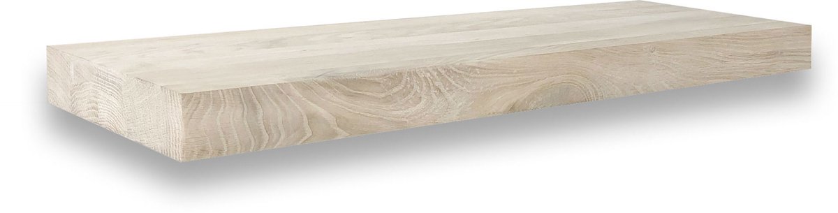 WOODBROTHERS Zwevende wandplank 100 x 20 cm eiken recht - Wandplank - Wandplank hout - Fotoplank - Boomstam plank - Muurplank - Muurplank zwevend Onbehandeld eiken | Naturel