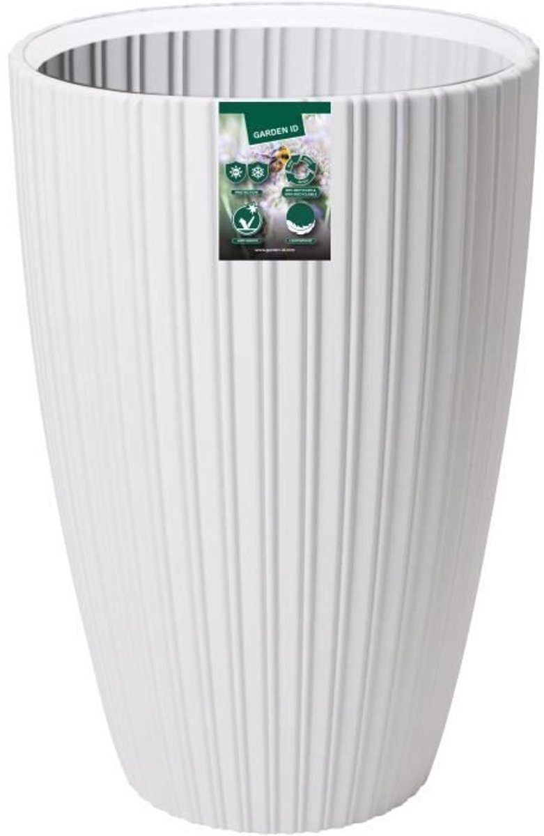 Bloempot - Garden ID - Fancy - 40 x 58 cm - Voor tuin, balkon of interieur - Wit