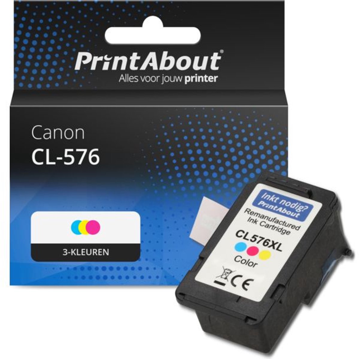 PrintAbout huismerk Inktcartridge CL-576 3-kleuren geschikt voor Canon