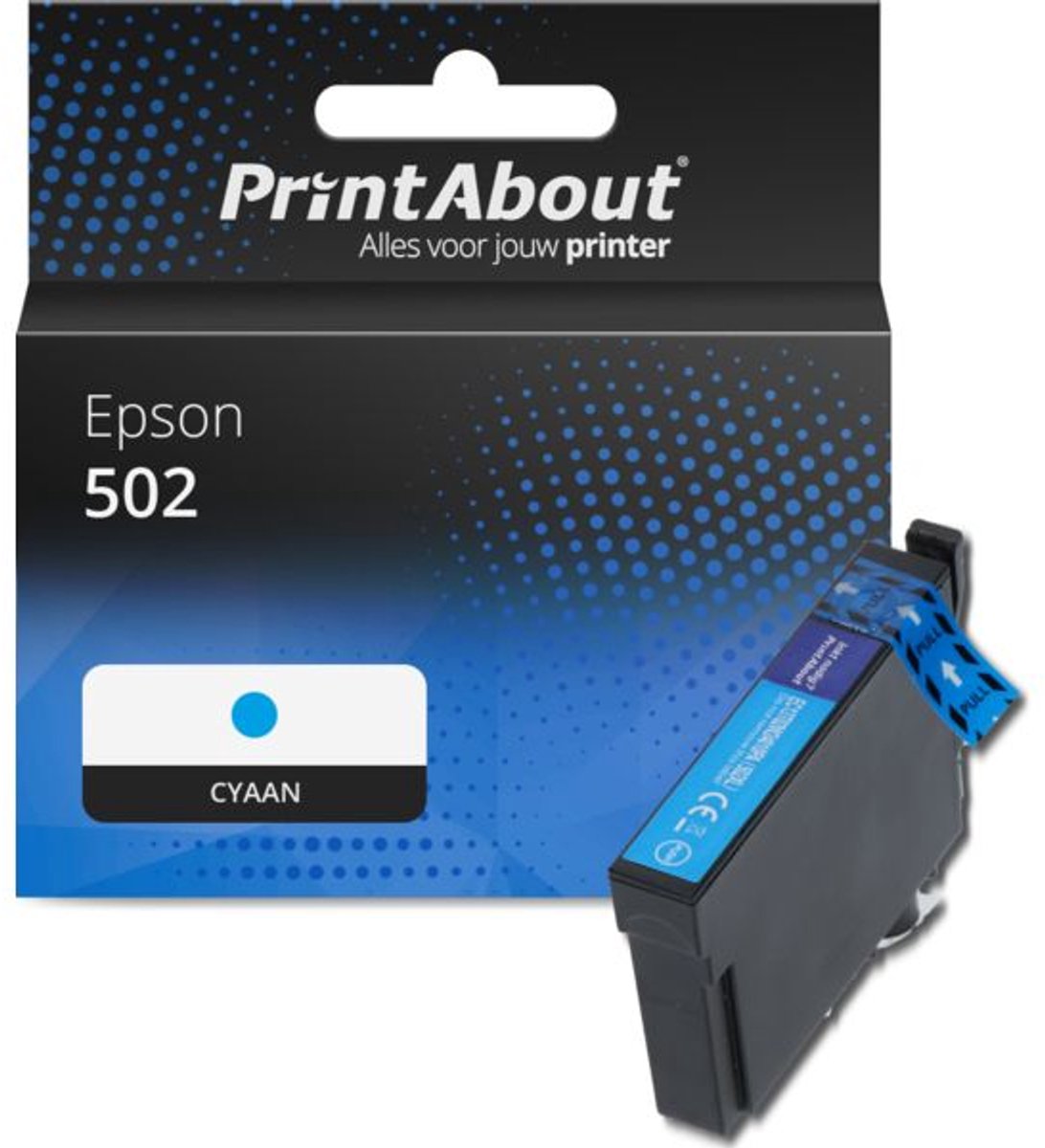 PrintAbout Huismerk Epson 502 (C13T02V24010) Inktcartridge Cyaan