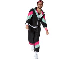 dressforfun - herenkostuum retro 80er 90er jaren joggingpak - zwart, S - Verkleedkleding carnaval - Halloween - Verkleden - Feestkleding - Carnavalskleding - Feest - Partykleding