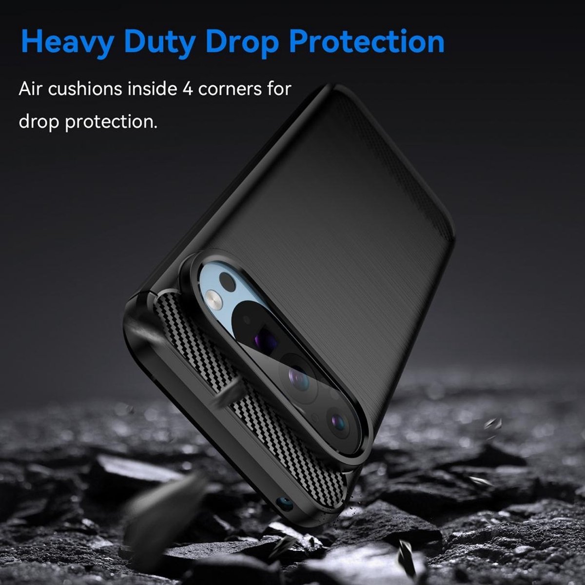 Mobigear Hoesje geschikt voor Google Pixel 9 Pro Telefoonhoesje Flexibel TPU | Mobigear Brushed Slim Backcover | Pixel 9 Pro Case | Back Cover - Zwart
