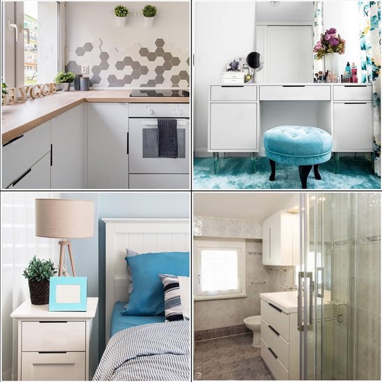 Titre : Poignées de meuble dissimulées noires de 200 mm pour portes et tiroirs d'armoire – Set de 8 pièces avec vis