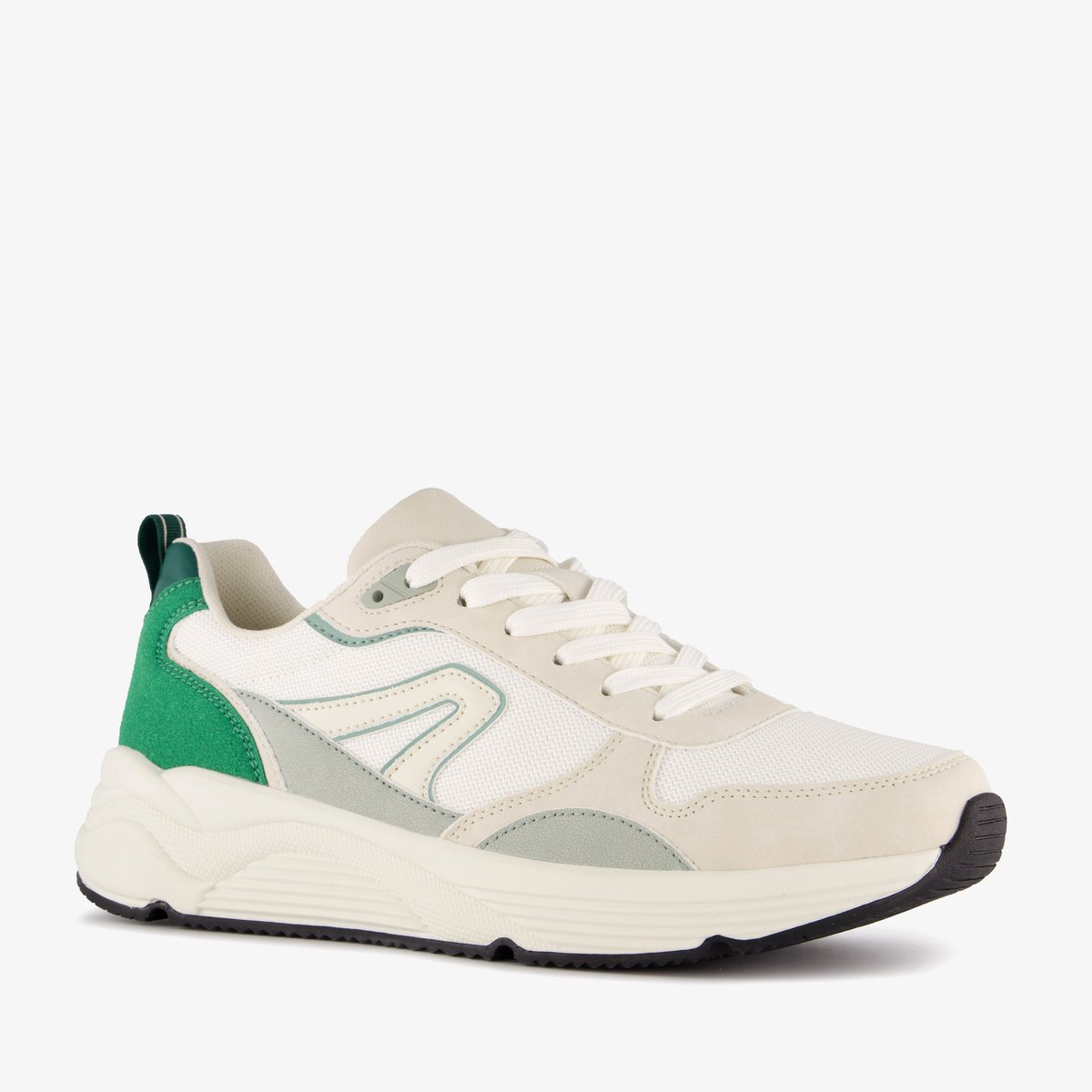 Blue Box heren sneakers wit groen - Maat 44 - Uitneembare zool