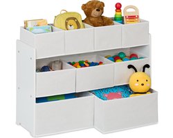 Speelgoedkast - 9 stoffen opbergmanden - 60 x 92 x 30 cm - w