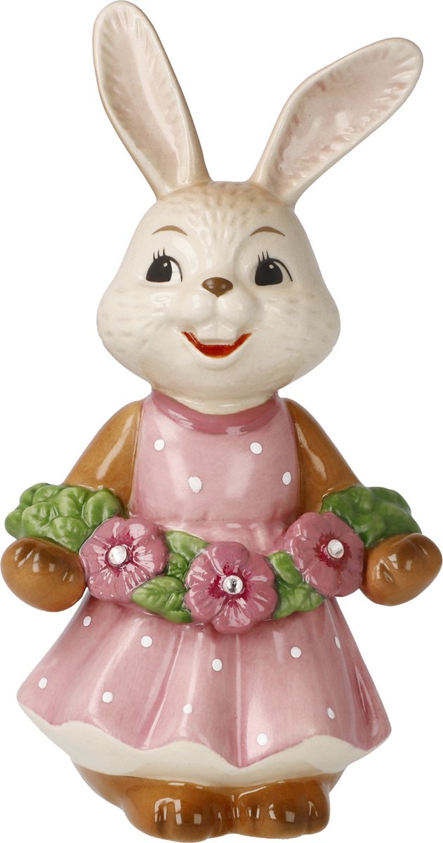 Goebel Pasen | Decoratief beeld Haas Zoete Bloemenfee | Aardewerk - 12cm - Paashaas Haas Magisch versierd