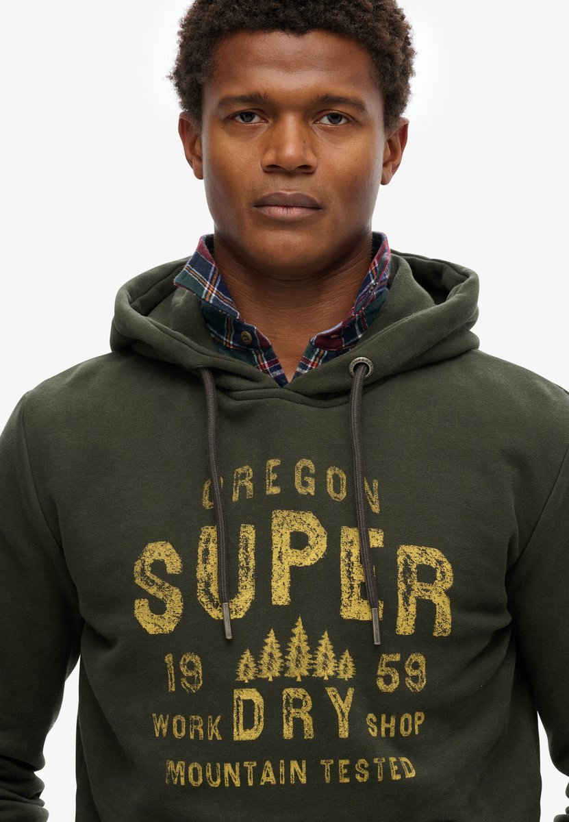 Superdry Work Shop hoodie Heren Hoodies Groen