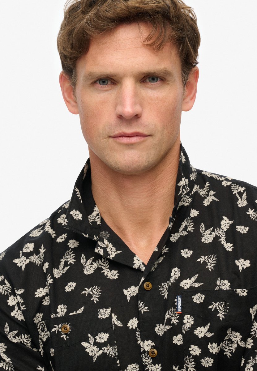 Superdry Beach overhemd met korte mouwen Heren Shirts Zwart