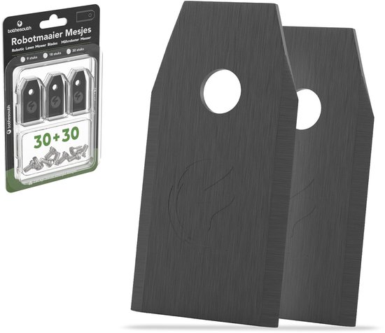 Lames de tondeuse robot universelles To the South® adaptées aux modèles Gardena, Husqvarna, McCulloch, Yard Force, Segway, Garden Feelings, Cramer, ECOVACS, Ferrex et Florabest - Revêtement noir - 30 pièces