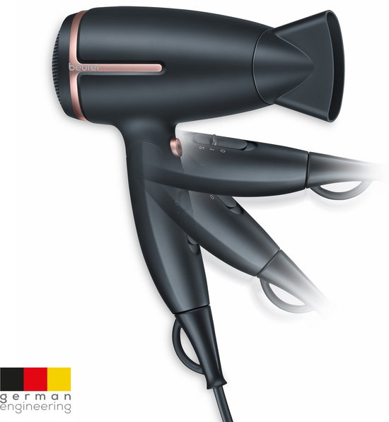 Beurer HC 25 Reisföhn – Inklapbaar – Compact voor Wereldwijd gebruik – Snel Droog Haar en Perfecte Styling – Dankzij Ionenfunctie & Koude luchtstand