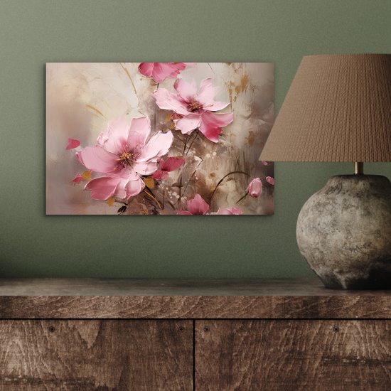 Tableau aluminium 30x20 cm - Décoration murale métal - Fleurs - Rose - Art - Aquarelle - Décoration murale métal salon - Décoration industrielle - Photo sur dibond - Accessoires industriels chambre