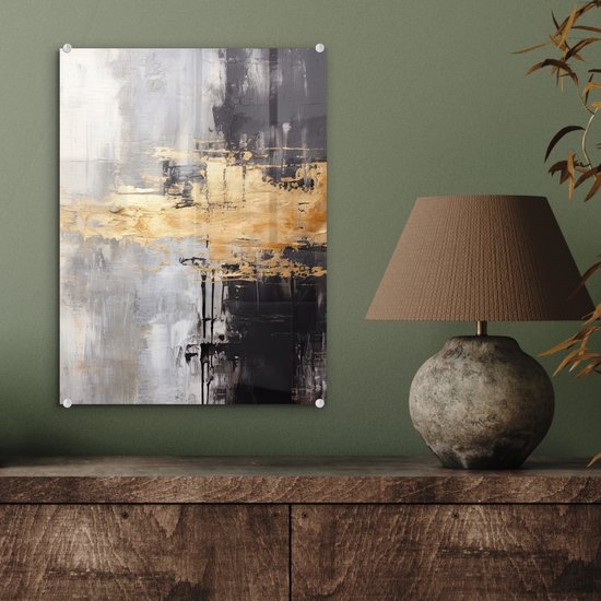 MuchoWow® Glasschilderij 30x40 cm - Schilderij acrylglas - Goud - Luxe - Acryl - Kunst - Foto op glas - Muurdecoratie woonkamer - Wanddecoratie slaapkamer - Schilderijen