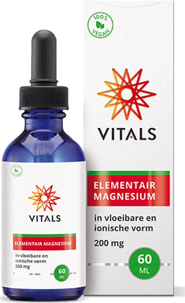 Goedkoopste Vitals Elementair Magnesium 200 mg - 60 ml - mineralen. Magnesium in vloeibare en ionische vorm.