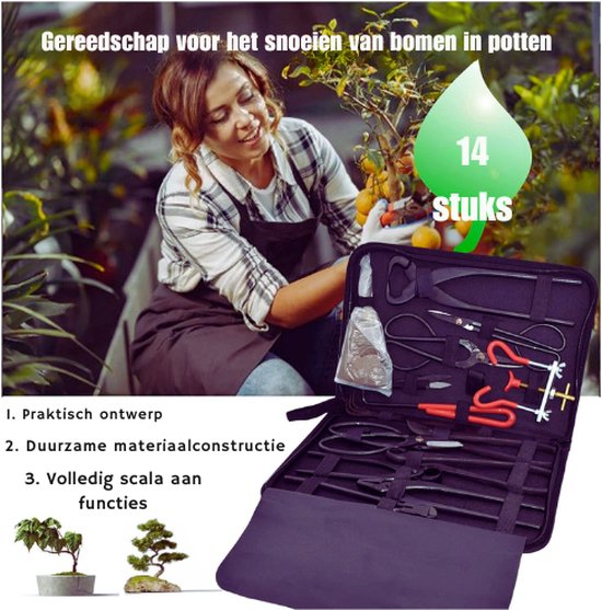 vouiu 5-delige Bonsai Tool Set, Knop Cutter, Concave Cutter, Wire Cutter, Jin Tang, Bonsai Schaar