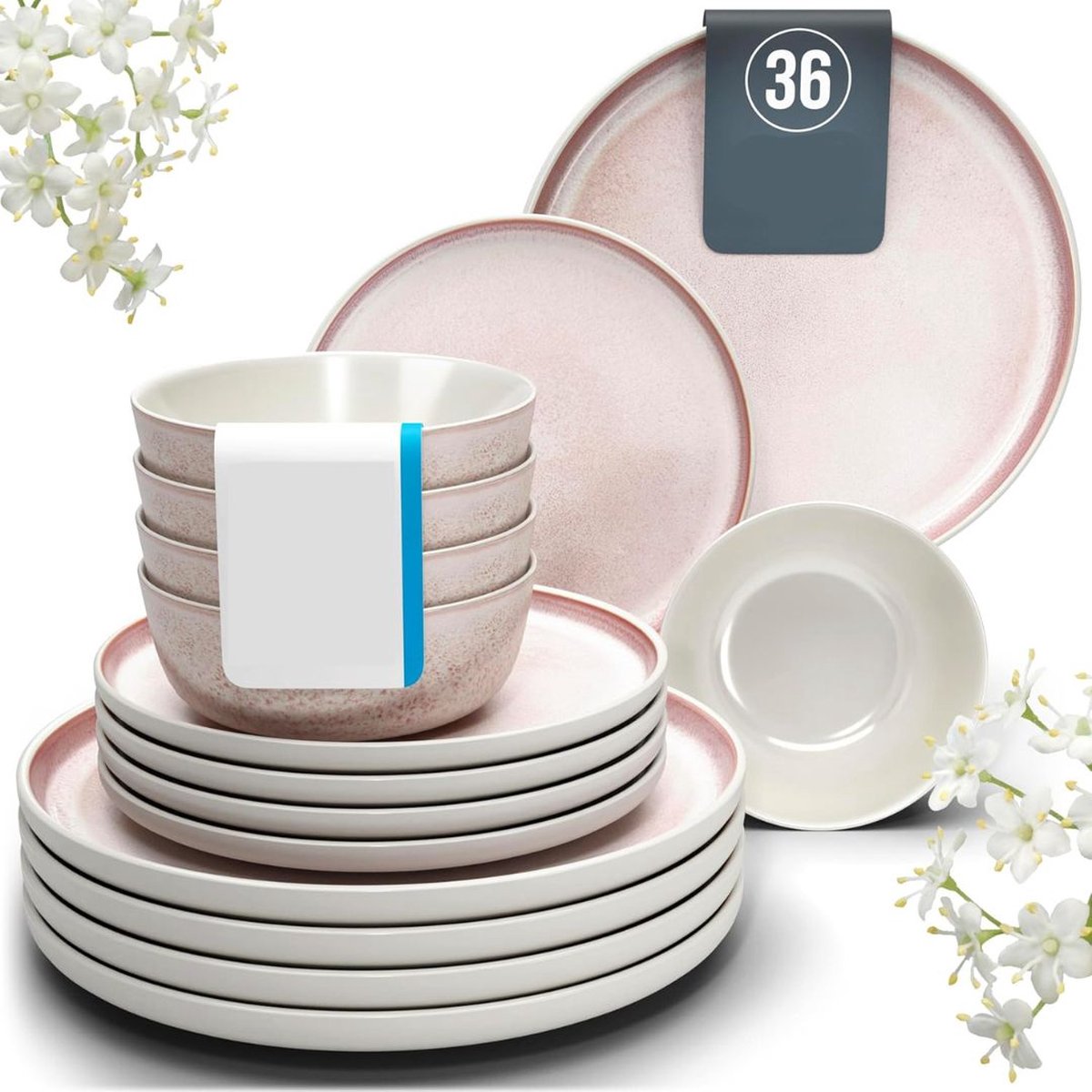 VELTRR® Serviesset 12 Persoons - Serviessets - Bordenset - Chique Bordenset - Porselein