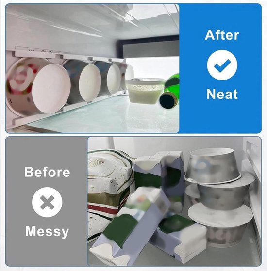 Yoghurt Koelkast Organizer, 4 Capaciteit 3.75in Brede Mond Herbruikbare Opslaghouder Eenvoudige Installatie Ruimtebesparende Schuifregelaars voor Kleine Koelkast Grote Schuif