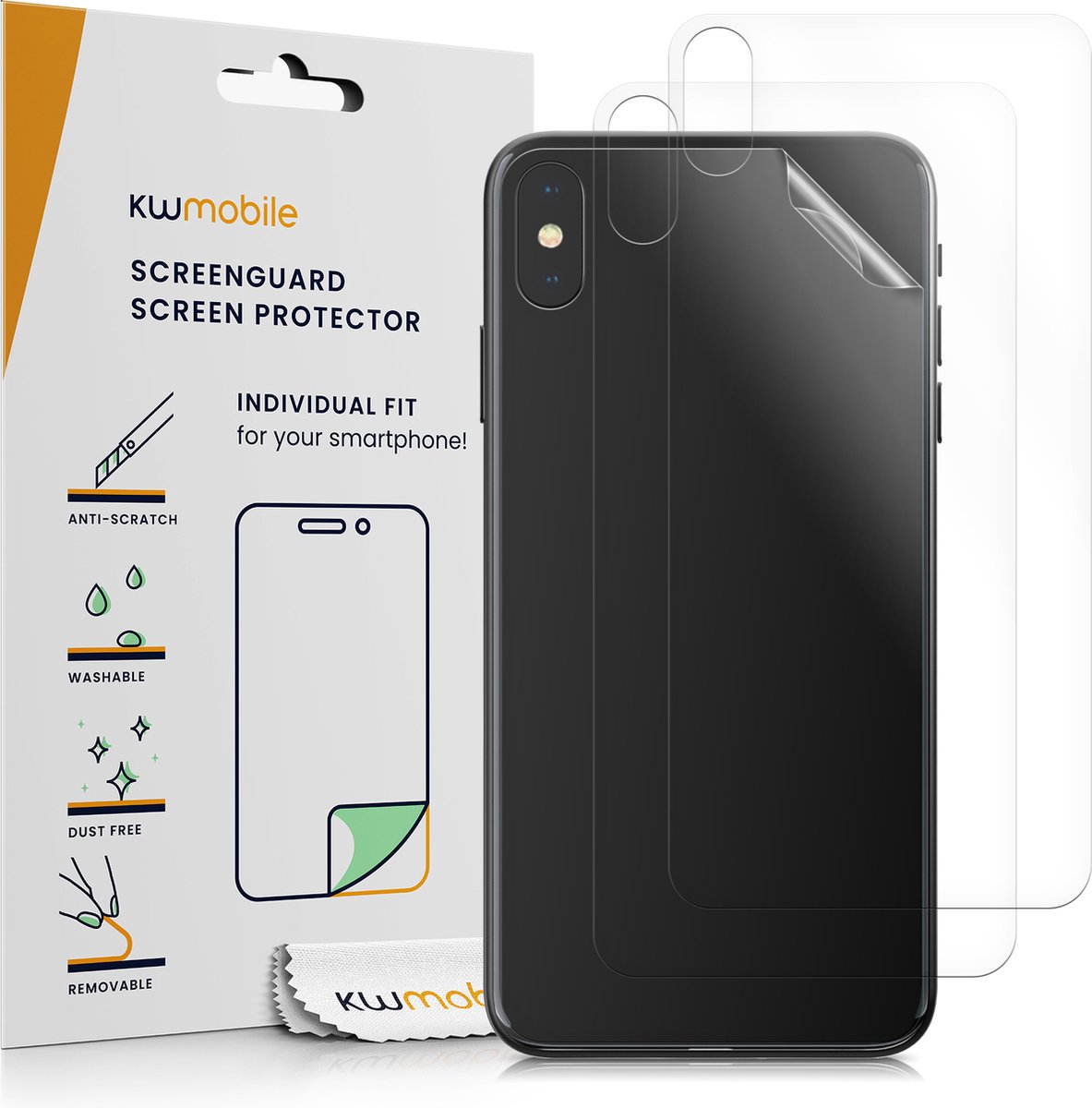 kwmobile 3x beschermfolie geschikt voor Apple iPhone XS Max - Transparante bescherming voor achterkant smartphone