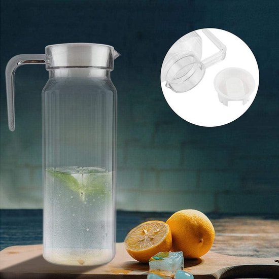 Jingyi Juice Fles Acryl Transparant Sap Fles Gestreept Water Ijs Koud Sap Jug met Deksel voor Bar Thuis Koud Water Fles