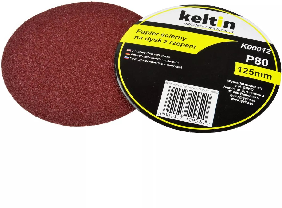 Keltin Velcro schuurschijven - Aluminiumoxide - 125mm - P80 - Set van 100