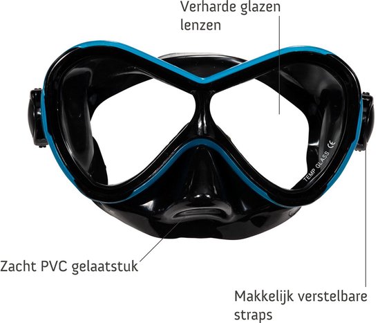 Atlantis Abaco Combo - Snorkelset - Duikbril - Snorkel - Kinderen - Zwart/Turquoise